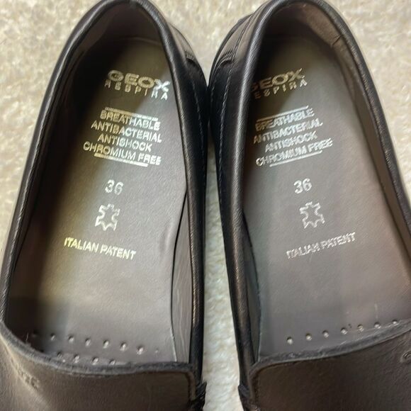 Geox Respira Black Leather Loafers Slip-On Women’s Shoes Sz 36 (US 6) - Picture 2 of 7